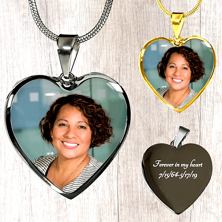 Photo Engraved Necklace Memorial Gift Resting Angels