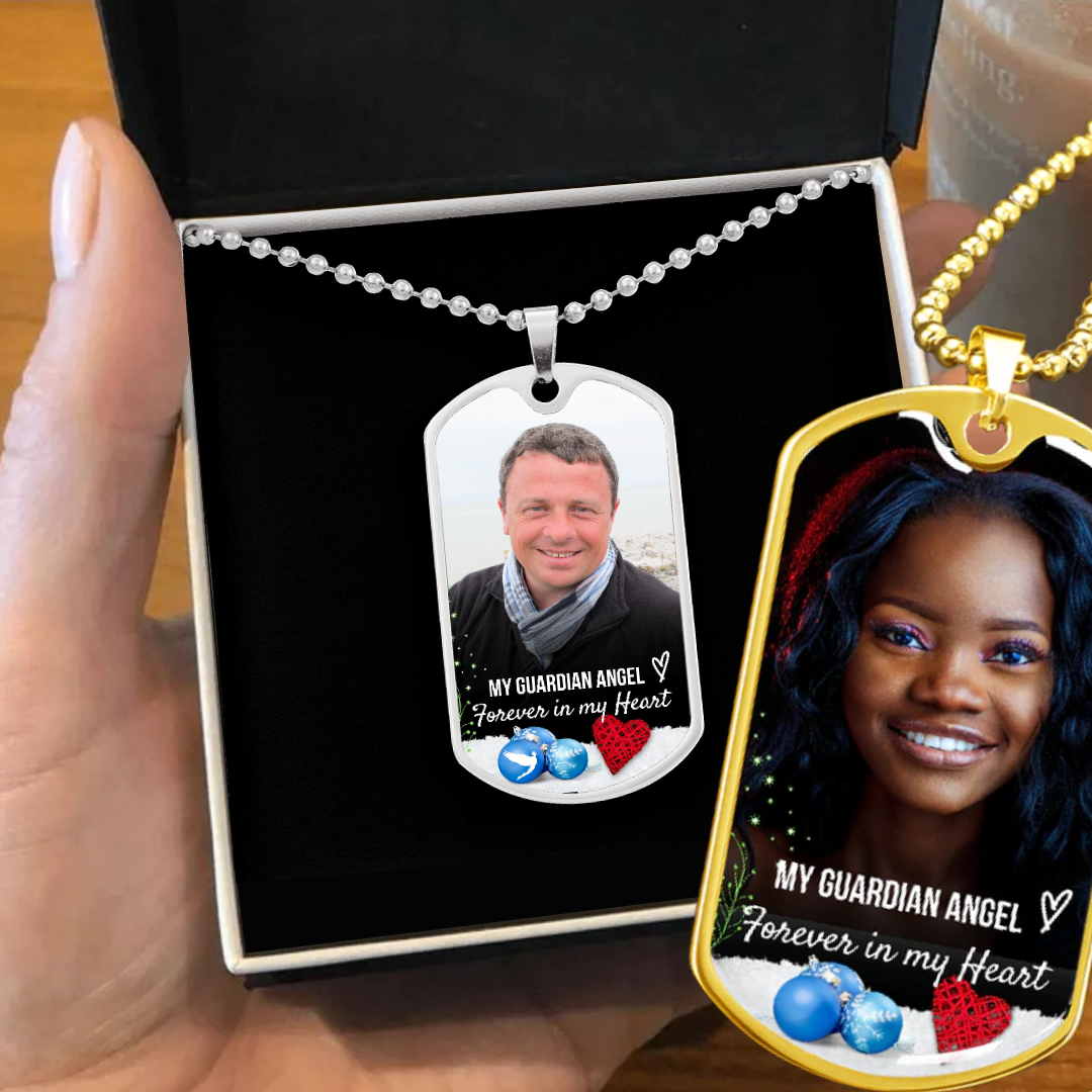 Guardian Angel Dog-tag Photo Memorial Necklace