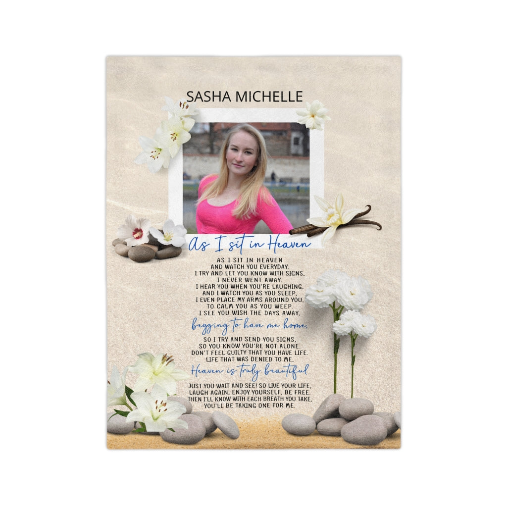 As I Sit In Heaven Velveteen Minky Memorial Blanket