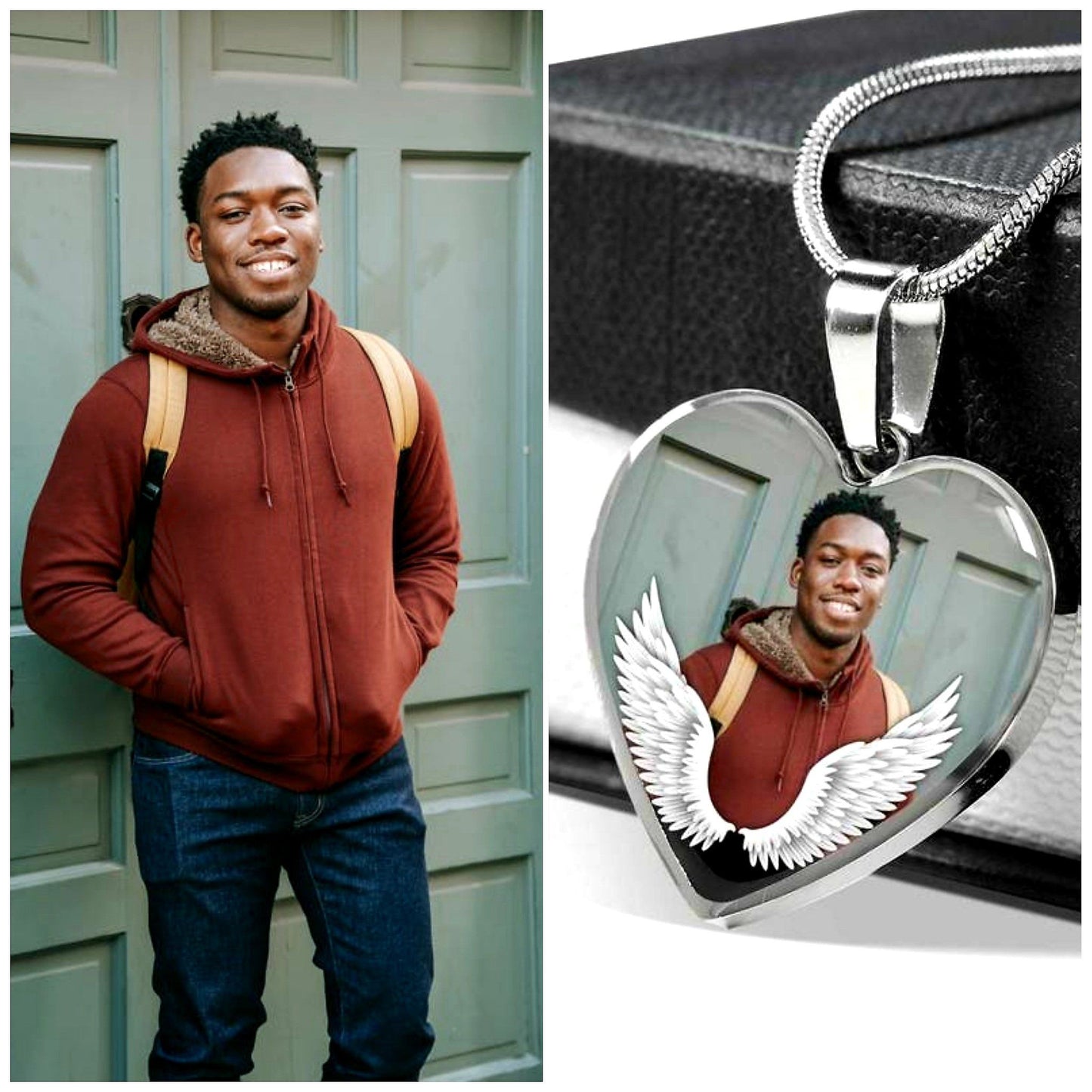 New Heart Memorial Necklace with Wings - Resting Angels