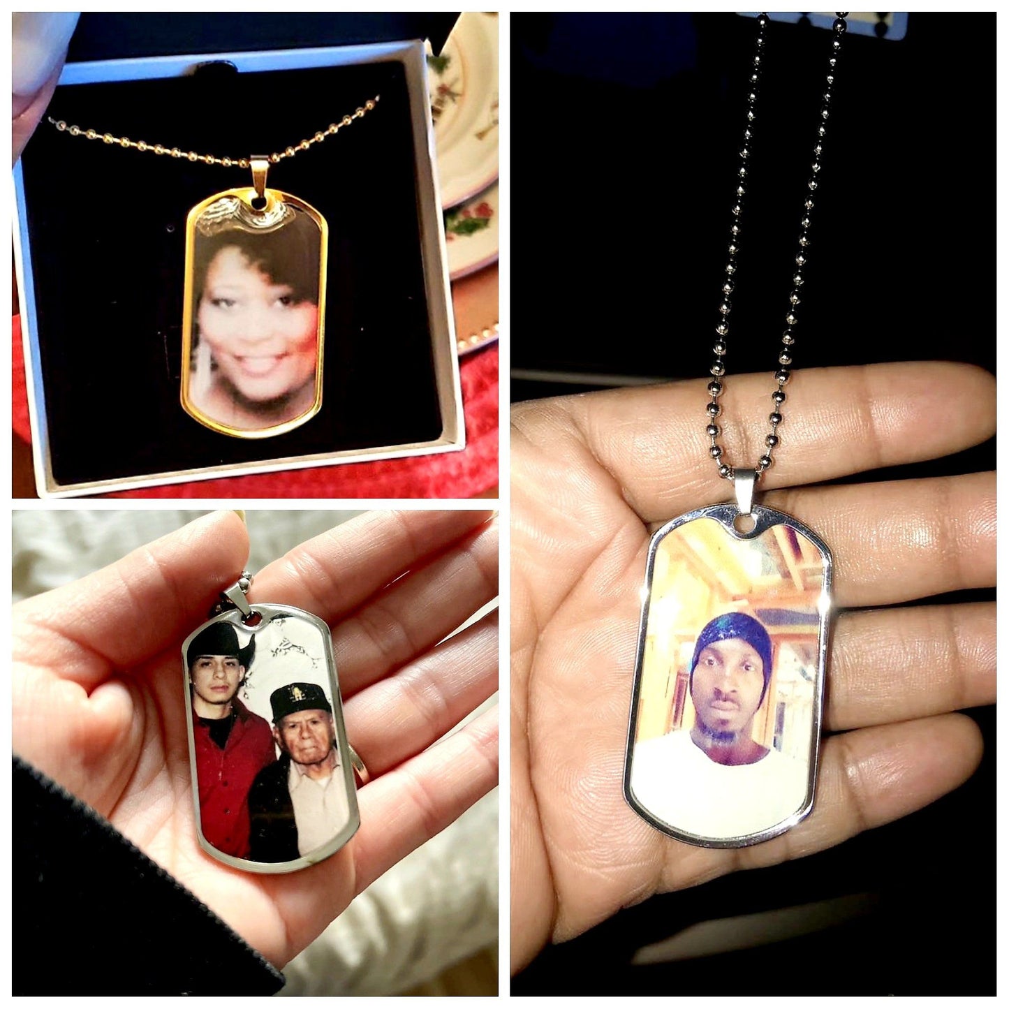 Photo Engraved Necklace Dog-Tag Memorial Gift - Resting Angels