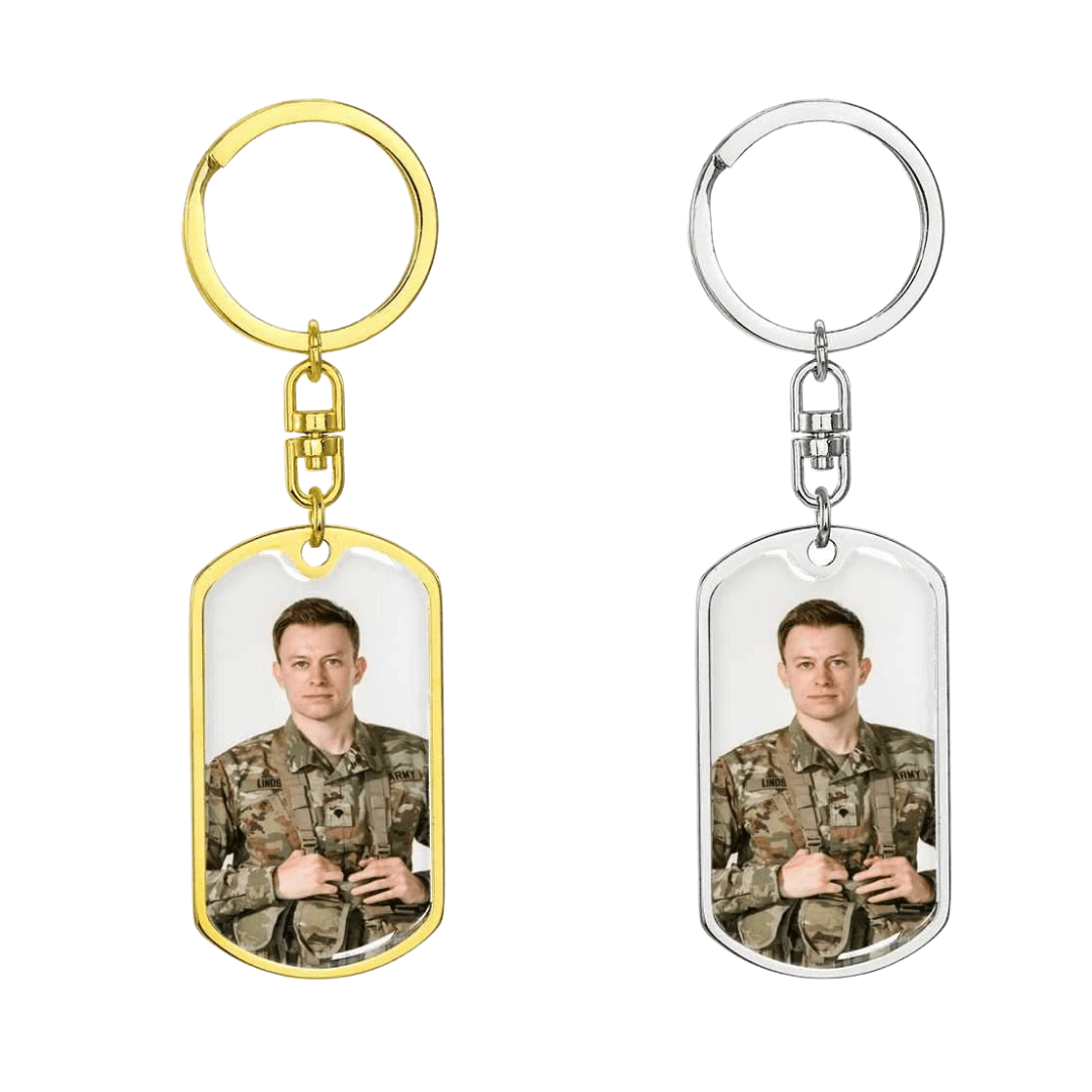 Men's Dog-Tag Memorial Photo Keychain - Resting Angels
