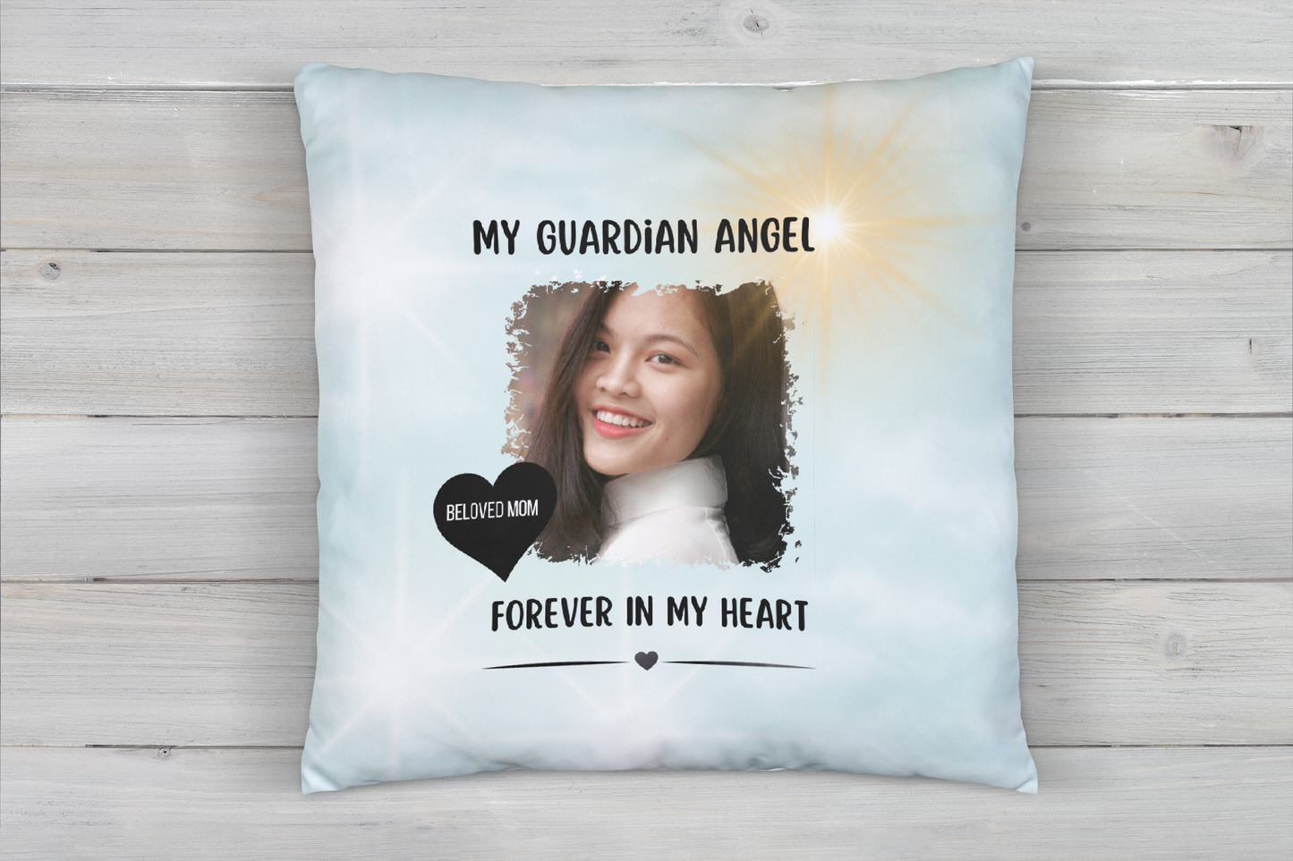 Guardian Angel Polyester Photo Memorial Pillow