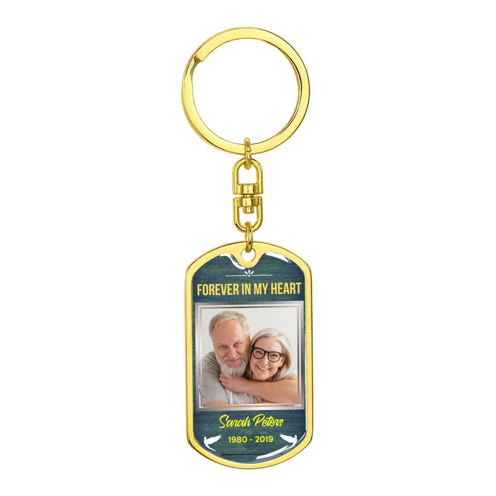 Forever In My Heart Dog-tag Photo Keychain - Resting Angels