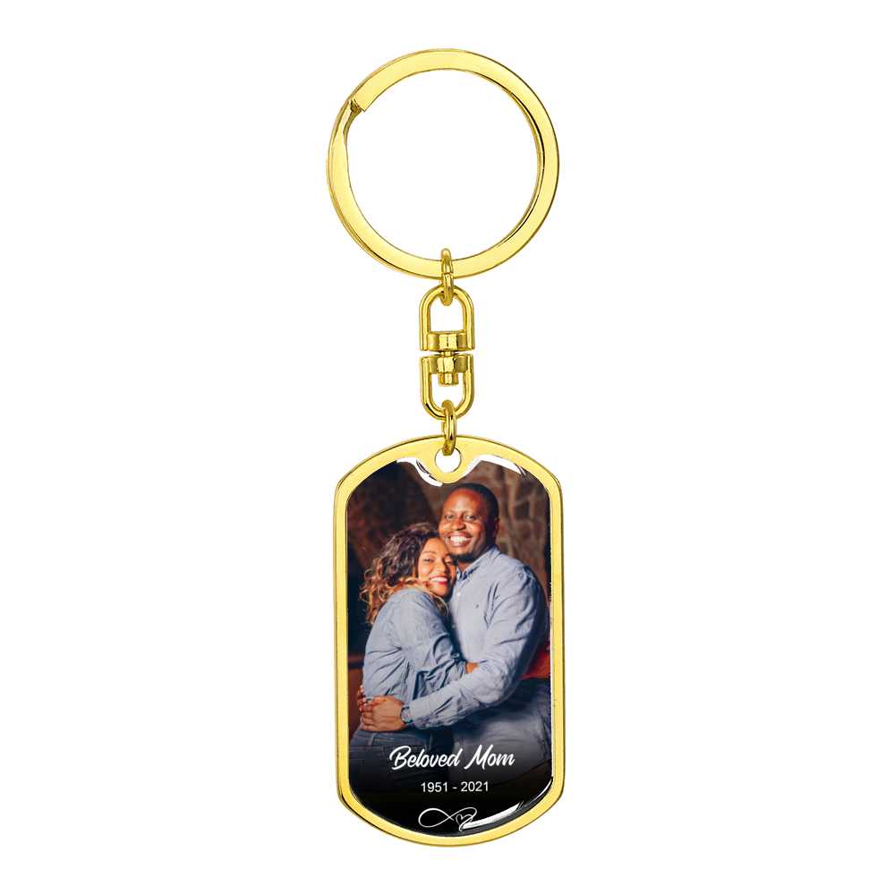 Custom Text Photo Dog-tag Memorial Keychain - Resting Angels