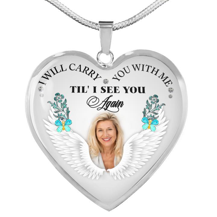 Carry You With Me Photo Memorial Necklace - Resting Angels