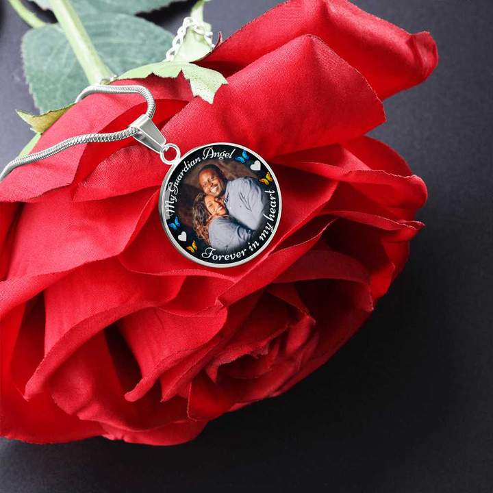 Guardian Angel Circle Memorial Necklace - Resting Angels