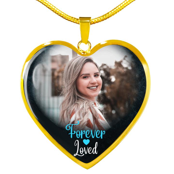 Forever Loved Heart Photo Memorial Necklace - Resting Angels