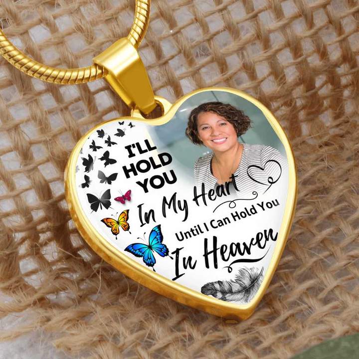 Hold You In My Heart Memorial Photo Necklace - Resting Angels