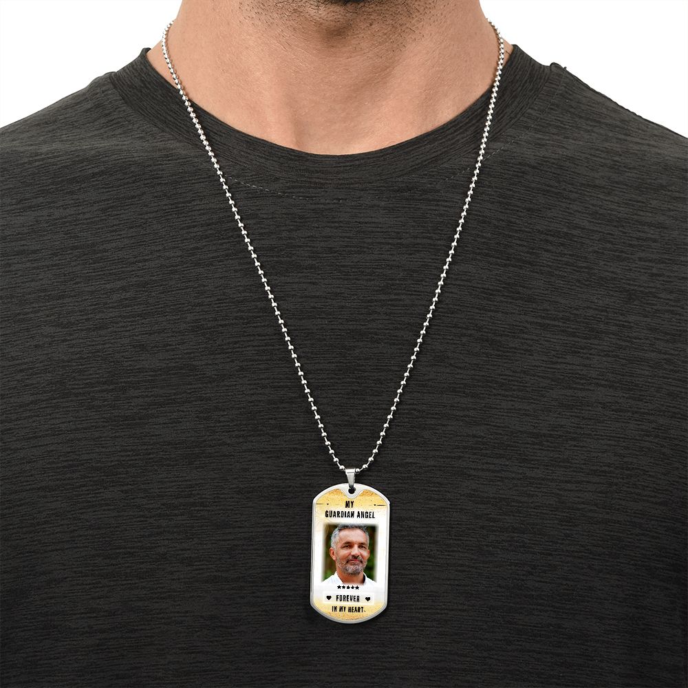 Guardian Angel Dog-tag Photo Memorial Necklace