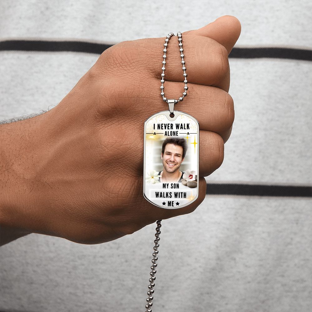 Never Walk Alone Dog-tag Memorial Photo Necklace