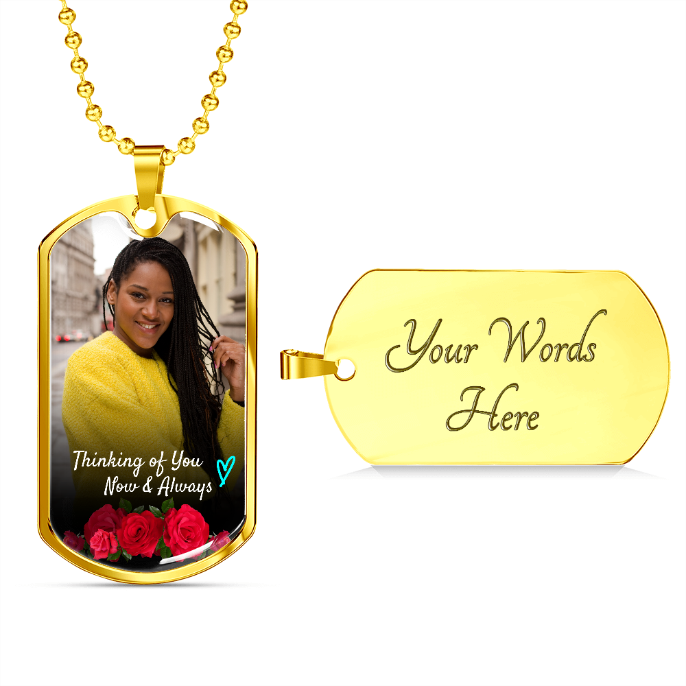 Roses Thinking of You Dog-tag Memorial Necklace - Resting Angels