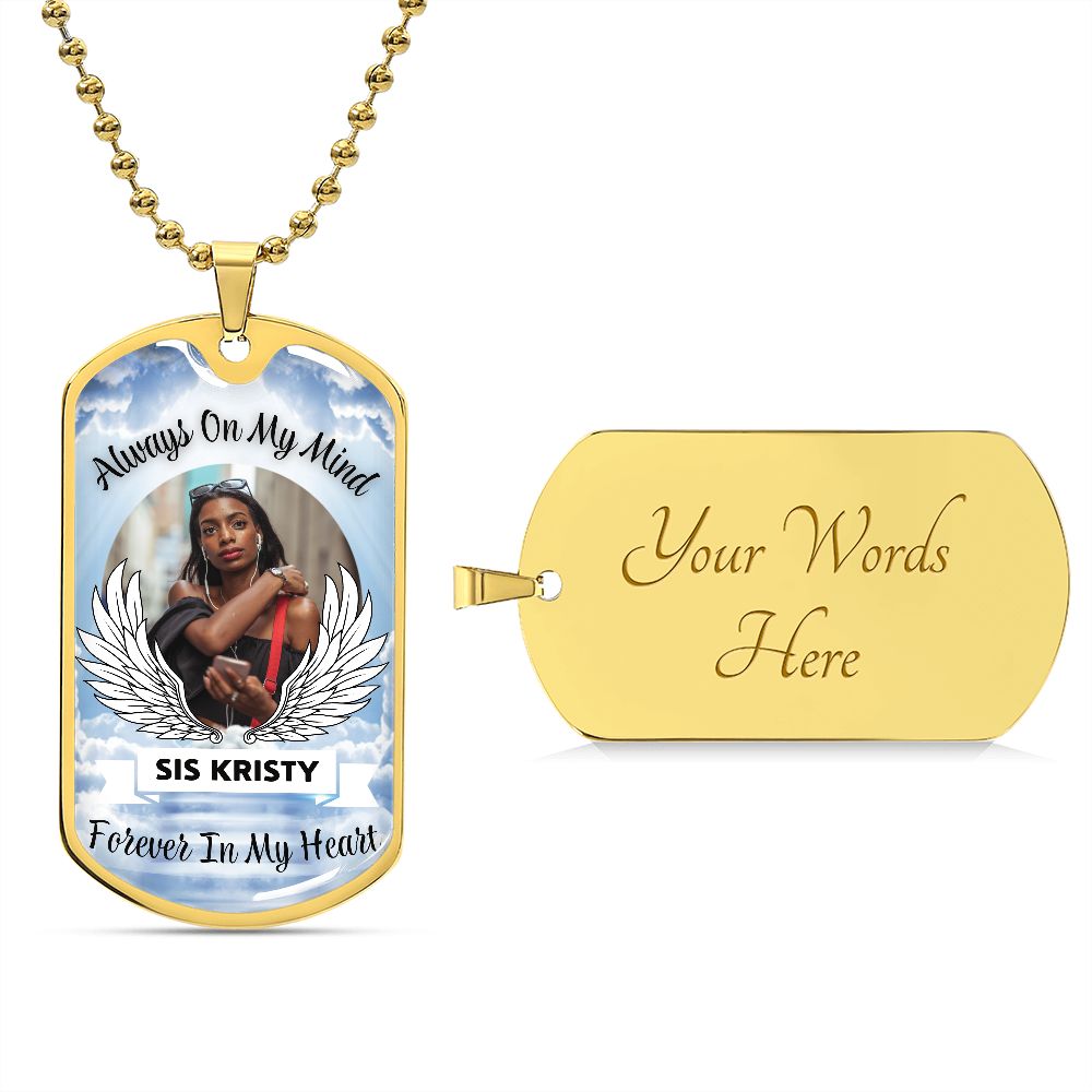 Always On My Mind Dogtag Photo Memorial Necklace