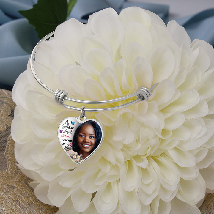 Guardian Angel Heart Photo Memorial Bracelet - Resting Angels