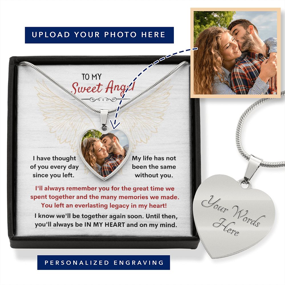 Heart Photo Necklace with Sweet Angel Message Card
