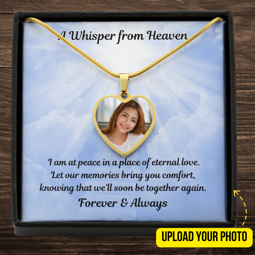 I Am At Peace Custom Photo Heart Memorial Necklace