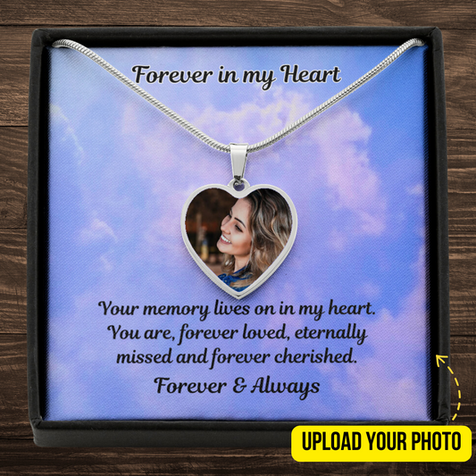 Forever Cherished Custom Photo Heart Memorial Necklace