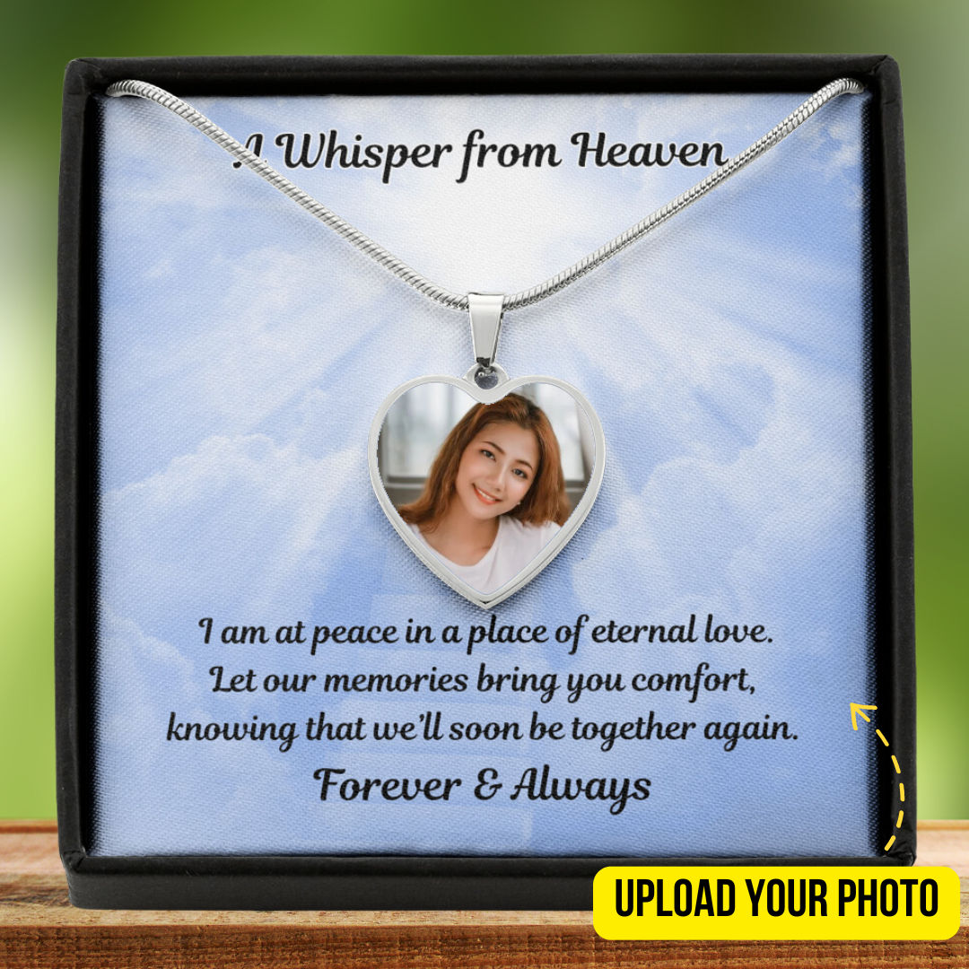 I Am At Peace Custom Photo Heart Memorial Necklace