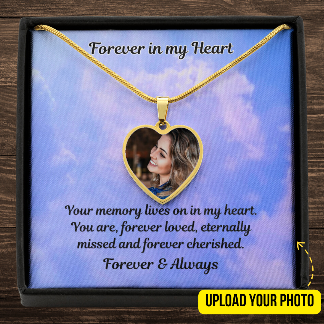 Forever Cherished Custom Photo Heart Memorial Necklace