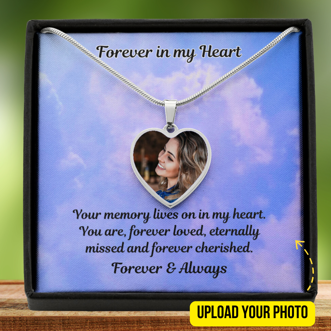 Forever Cherished Custom Photo Heart Memorial Necklace