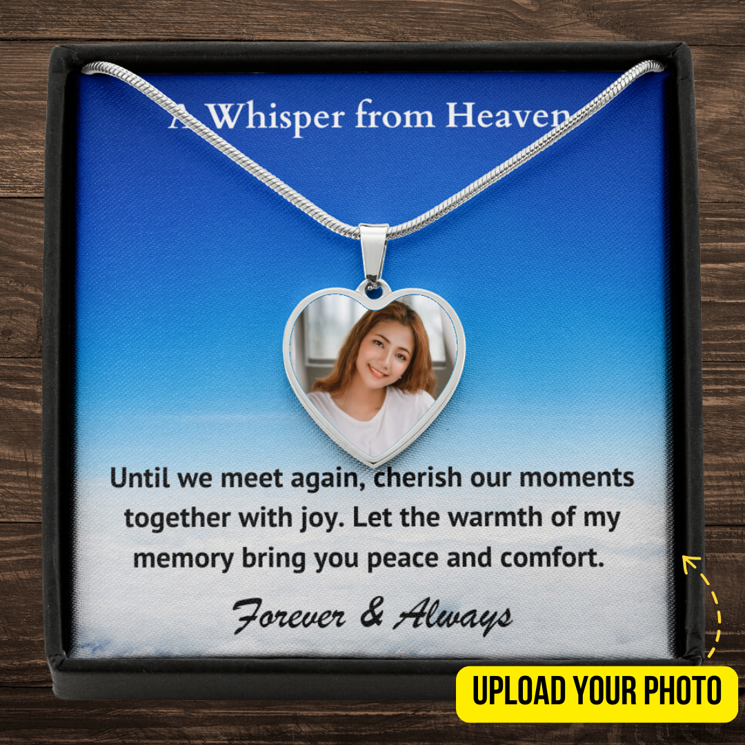 Cherish Our Moments Custom Photo Heart Memorial Necklace