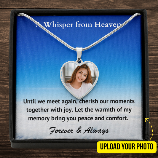 Cherish Our Moments Custom Photo Heart Memorial Necklace