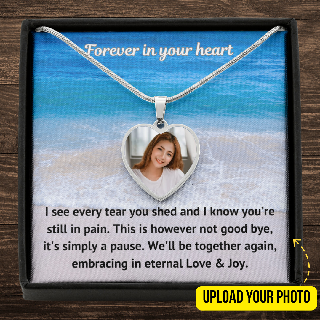 See Every Tear Custom Photo Heart Memorial Necklace