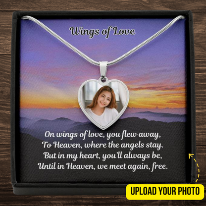 Wings Of Love Custom Photo Heart Memorial Necklace