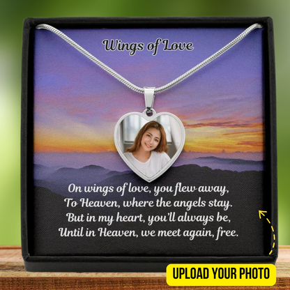 Wings Of Love Custom Photo Heart Memorial Necklace