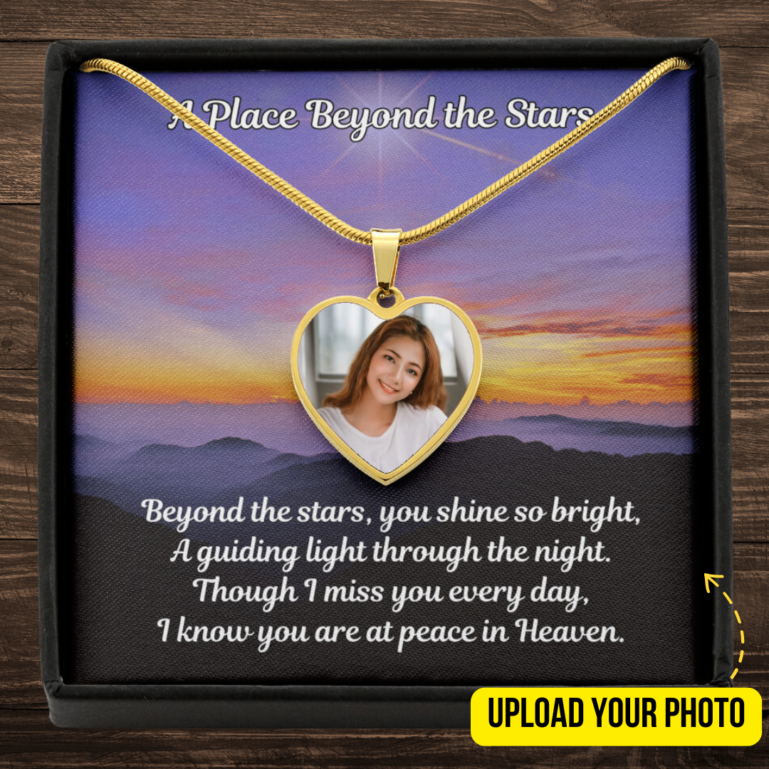 Beyond The Stars Custom Photo Heart Memorial Necklace