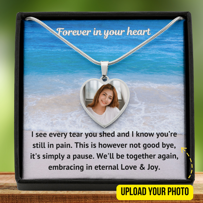 See Every Tear Custom Photo Heart Memorial Necklace