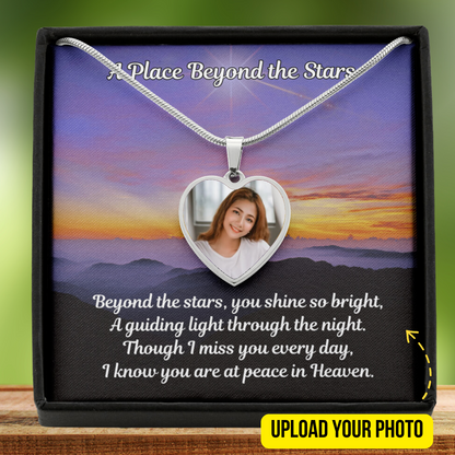 Beyond The Stars Custom Photo Heart Memorial Necklace