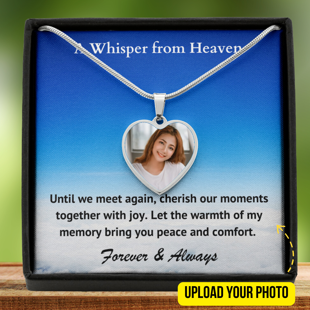 Cherish Our Moments Custom Photo Heart Memorial Necklace