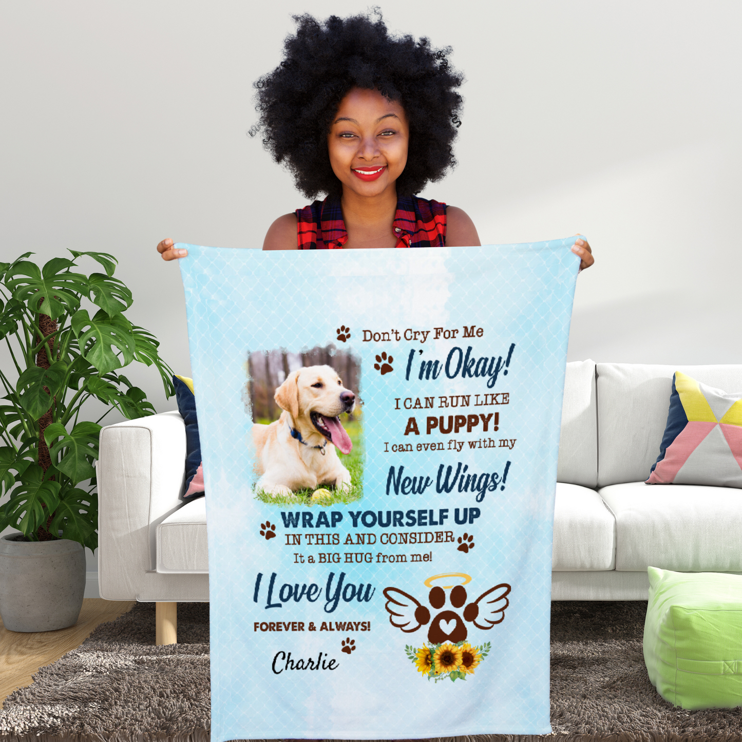 Don't Cry For Me Pet Memorial Minky Gift Blanket