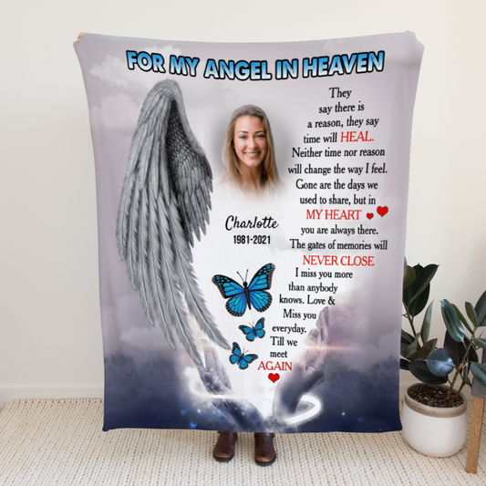 Angel in Heaven Memorial Comfort Gift Minky Blanket
