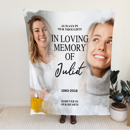 In Loving Memory Soft Memorial Photo Blanket Gift
