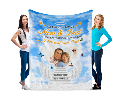 Mom and Dad Memorial Comfort Gift Minky Blanket