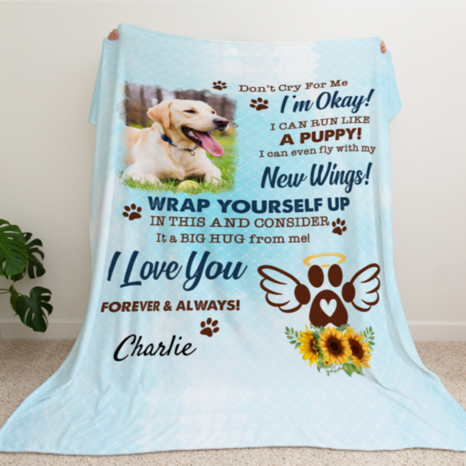 Don't Cry For Me Pet Memorial Minky Gift Blanket