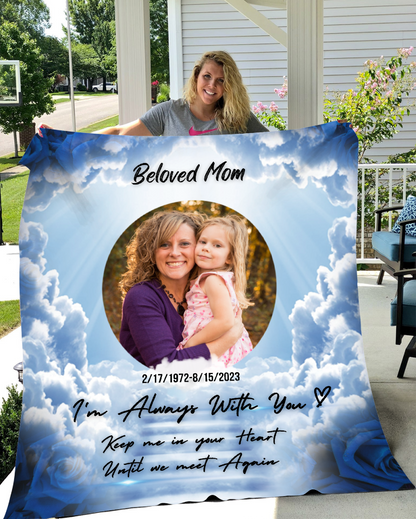 Custom Name Blue Velveteen Minky Memorial Blanket
