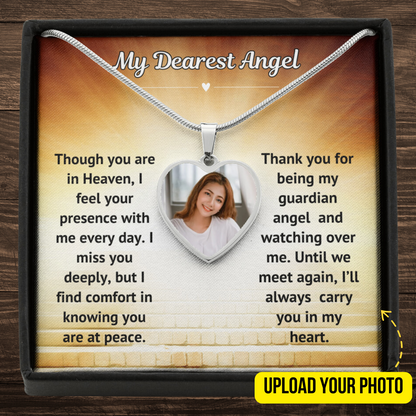 Dearest Angel Custom Photo Heart Memorial Necklace