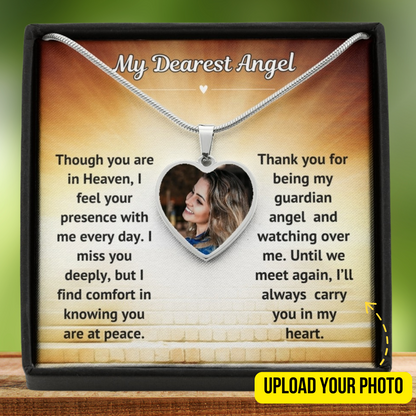 Dearest Angel Custom Photo Heart Memorial Necklace