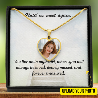 Live On In My Heart Custom Photo Heart Memorial Necklace