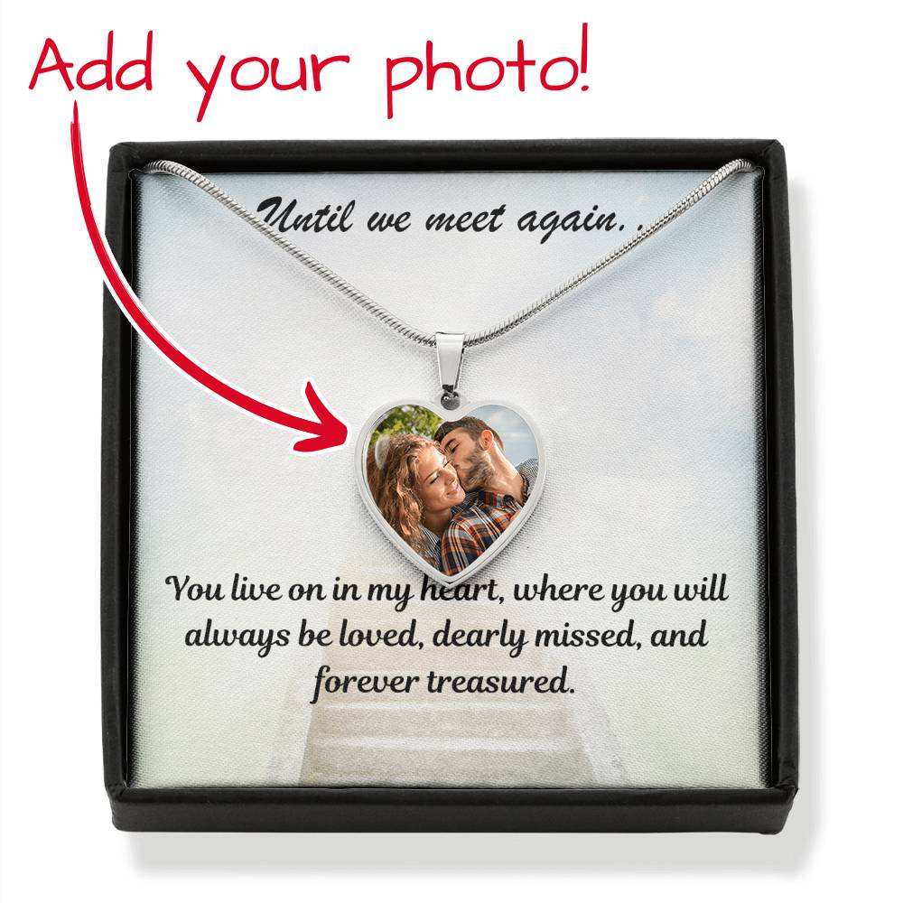 Live On In My Heart Custom Photo Heart Memorial Necklace