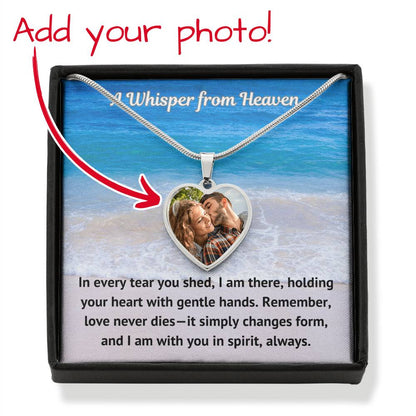 Love Never Dies Custom Photo Heart Memorial Necklace