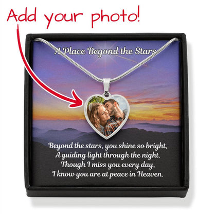 Beyond The Stars Custom Photo Heart Memorial Necklace