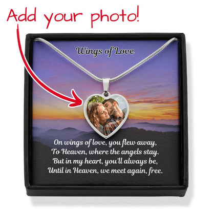 Wings Of Love Custom Photo Heart Memorial Necklace