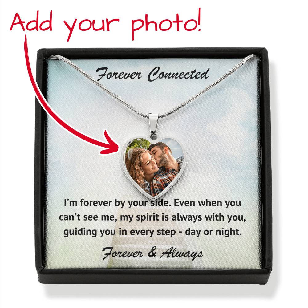 Forever By Your Side Custom Photo Heart Memorial Necklace