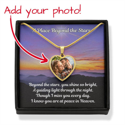 Beyond The Stars Custom Photo Heart Memorial Necklace