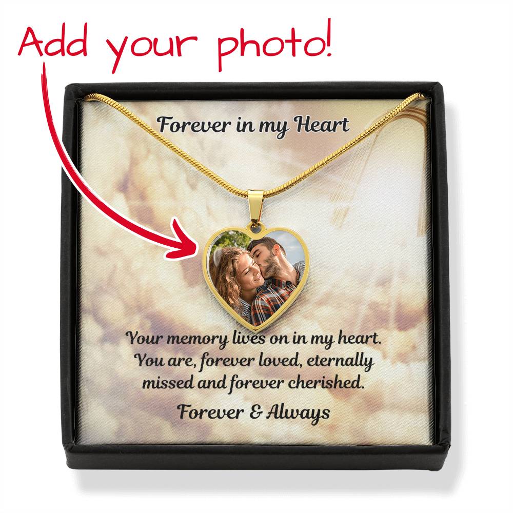 Memory Lives On Custom Photo Heart Memorial Necklace