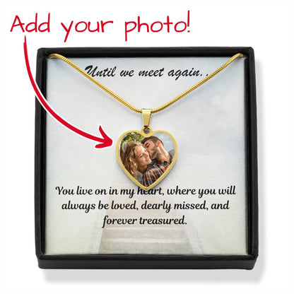 Live On In My Heart Custom Photo Heart Memorial Necklace